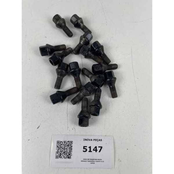 Jogo De Parafuso Roda Renault Sandero Logan Clio 16pçs Prata