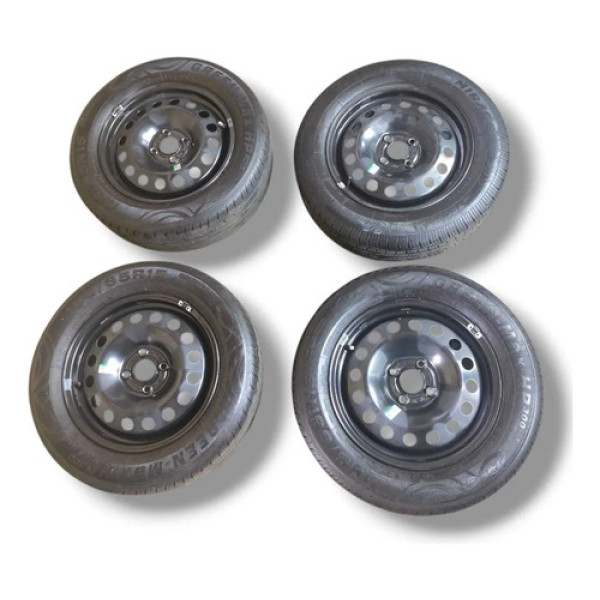Jogo De Roda Com Pneu Vw Polo Gol Saveiro 185/65 R15 4 Furos Cinza